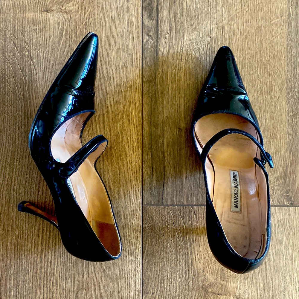 Manila Blahnik black Mary Jane’s size 38 1/2 ~ worn and cared for with love